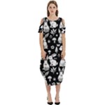 Easter bunny pattern Cold Shoulder Loose Fit Dress With Pockets