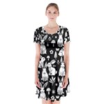 Easter bunny pattern Short Sleeve V-neck Flare Dress