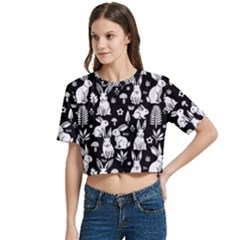 Women s Round Neck Short Sleeve Crop Top 