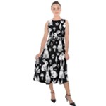 Easter bunny pattern Midi Tie-Back Chiffon Dress