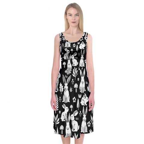 Easter bunny pattern Midi Sleeveless Dress from ArtsNow.com