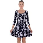 Easter bunny pattern Quarter Sleeve Skater Dress