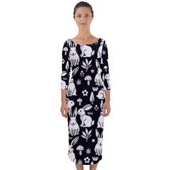 Quarter Sleeve Midi Bodycon Dress 