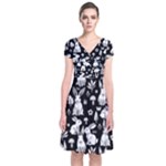 Easter bunny pattern Short Sleeve Front Wrap Dress