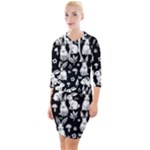 Easter bunny pattern Quarter Sleeve Hood Bodycon Dress