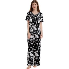 Short Sleeve Satin Pajamas Set With Pockets 