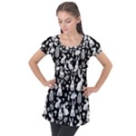 Easter bunny pattern Puff Sleeve Tunic Top