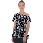 Easter bunny pattern Off Shoulder Tie-Up T-Shirt