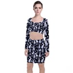 Easter bunny pattern Long Sleeve Crop Top & Bodycon Skirt Set