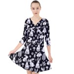 Easter bunny pattern Quarter Sleeve Front Wrap Dress