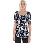 Easter bunny pattern Wide Neckline T-Shirt