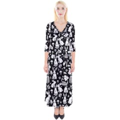Quarter Sleeve Wrap Maxi Dress 