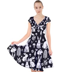 Cap Sleeve Front Wrap Midi Dress 