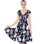 Easter bunny pattern Cap Sleeve Front Wrap Midi Dress