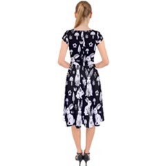 Cap Sleeve Front Wrap Midi Dress 