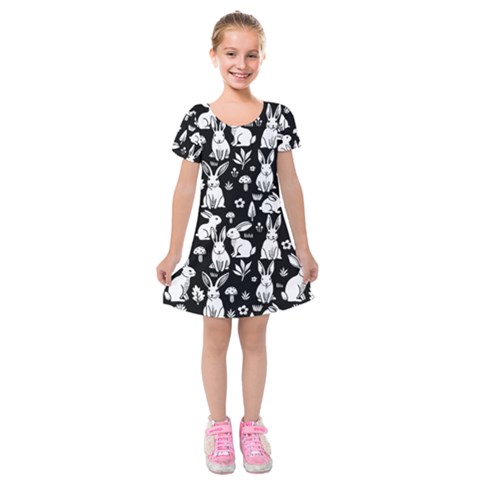 Easter bunny pattern Kids  Short Sleeve Velvet Dress from ArtsNow.com