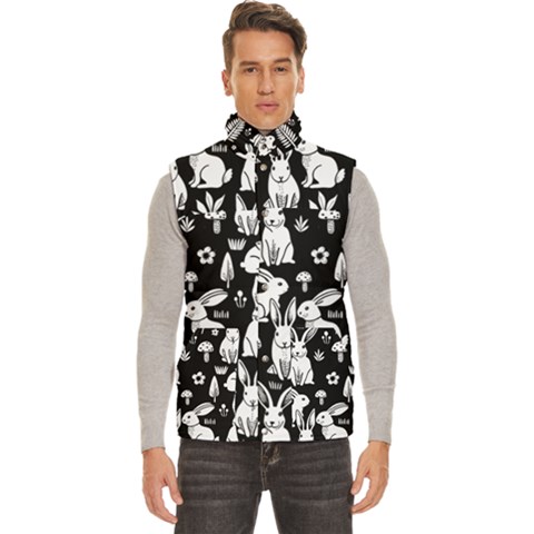 Easter bunny pattern Men s High Neck Button Up Puffer Vest from ArtsNow.com