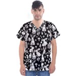 Easter bunny pattern Men s V-Neck Scrub Top