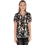 Easter bunny pattern Women s V-Neck Scrub Top