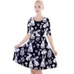 Easter bunny pattern Quarter Sleeve A-Line Dress