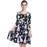 Easter bunny pattern Quarter Sleeve Waist Band Dress