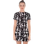 Easter bunny pattern Drop Hem Mini Chiffon Dress