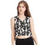 Easter bunny pattern V-Neck Cropped Tank Top