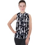 Easter bunny pattern Mock Neck Chiffon Sleeveless Top