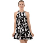 Easter bunny pattern Halter Tie Back Chiffon Dress