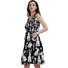 Sleeveless V-Neck Skater Dress with Pockets 