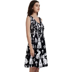 Sleeveless V-Neck Skater Dress with Pockets 