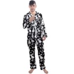 Easter bunny pattern Men s Long Sleeve Satin Pajamas Set