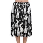 Easter bunny pattern Velvet Flared Midi Skirt