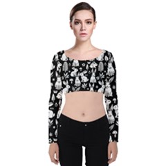 Velvet Long Sleeve Crop Top 