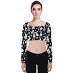 Easter bunny pattern Velvet Long Sleeve Crop Top