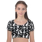 Easter bunny pattern Velvet Short Sleeve Crop Top 