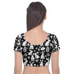 Velvet Short Sleeve Crop Top  