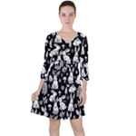 Easter bunny pattern Quarter Sleeve Ruffle Waist Dress