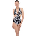 Easter bunny pattern Halter Front Plunge Swimsuit