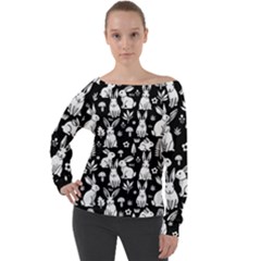 Off Shoulder Long Sleeve Velour Top 