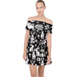 Easter bunny pattern Off Shoulder Chiffon Dress