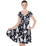 Easter bunny pattern Cap Sleeve Midi Dress With Pockets