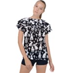 Easter bunny pattern Ruffle Collar Chiffon Blouse