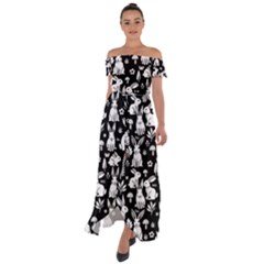 Off Shoulder Open Front Chiffon Dress 