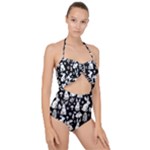 Easter bunny pattern Scallop Top Cut Out Swimsuit