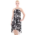 Easter bunny pattern High-Low Halter Chiffon Dress 