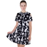 Easter bunny pattern Short Sleeve Shoulder Cut Out Dress 