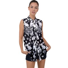Sleeveless Chiffon Button Shirt 