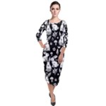 Easter bunny pattern Quarter Sleeve Midi Velour Bodycon Dress
