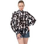 Easter bunny pattern High Neck Long Sleeve Chiffon Top